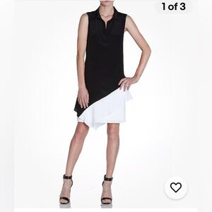 JOSEPH RIBKOFF Vittorio Colorblock Asymmetrical Overlay Hem Size 8